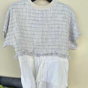 Zara Cream and White Knit Top